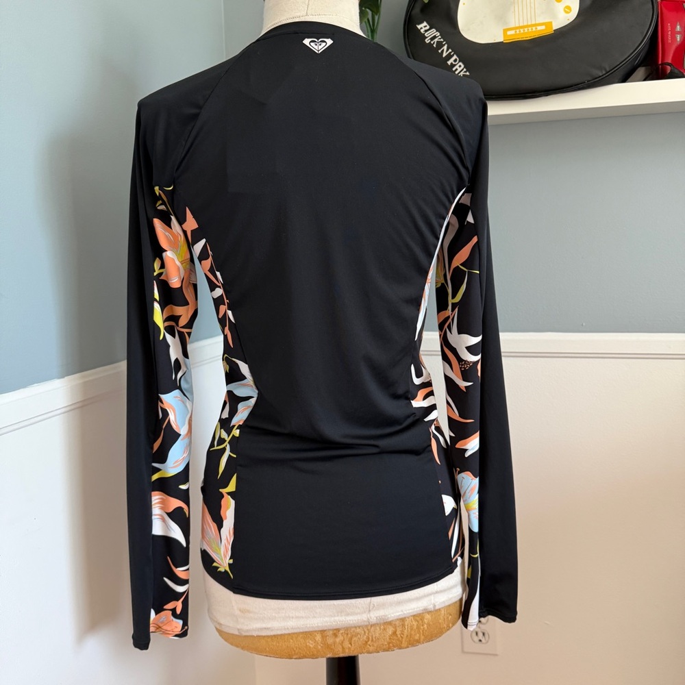 Roxy SPF 50 Rashguard for Women - black and   HIBISCUS WAVE Long Sleeve - XL - Picture 4 of 8